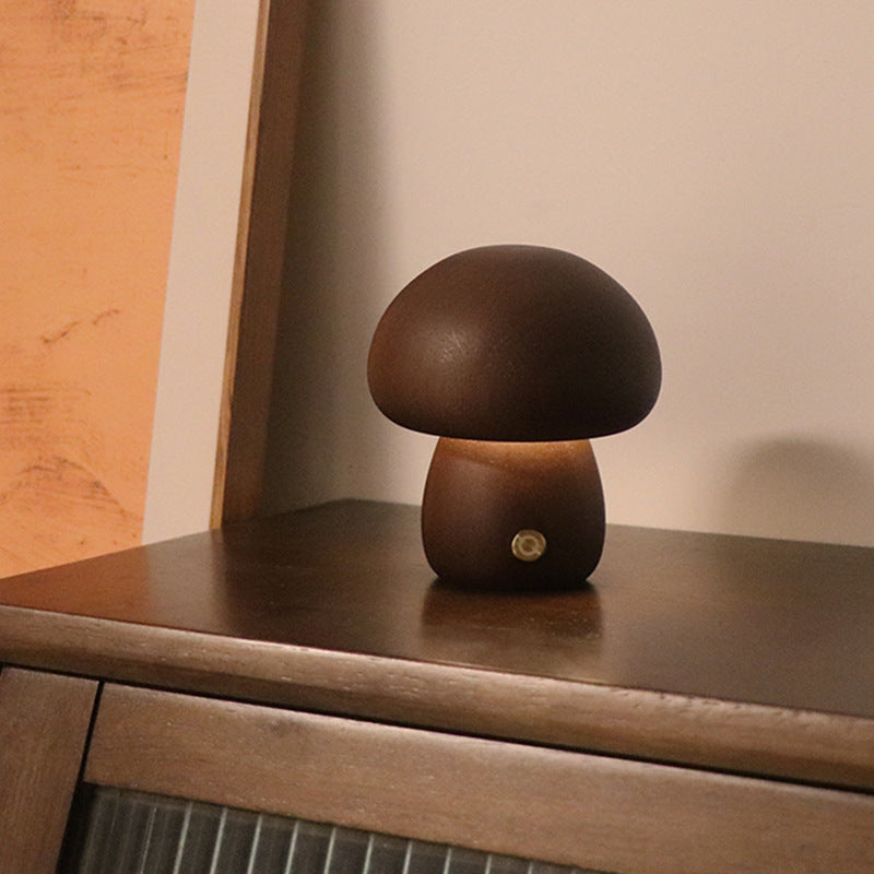 Wooden Mushroom LED Light - Touch Switch - Home Fun Home