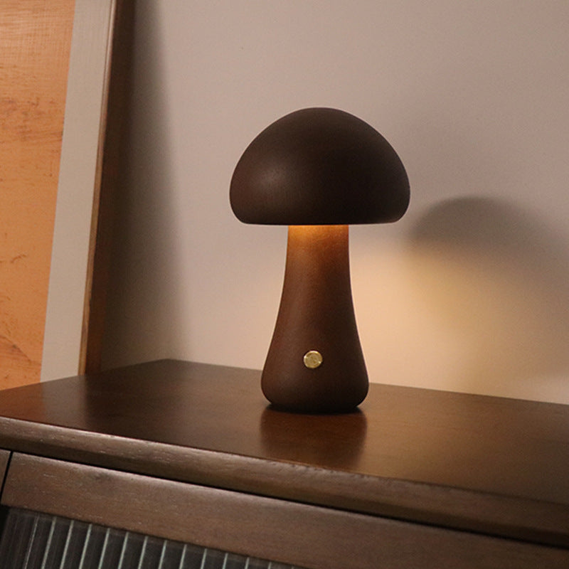 Wooden Mushroom LED Light - Touch Switch - Home Fun Home