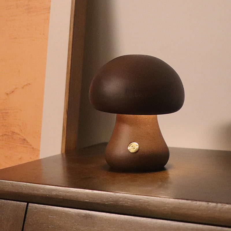 Wooden Mushroom LED Light - Touch Switch - Home Fun Home