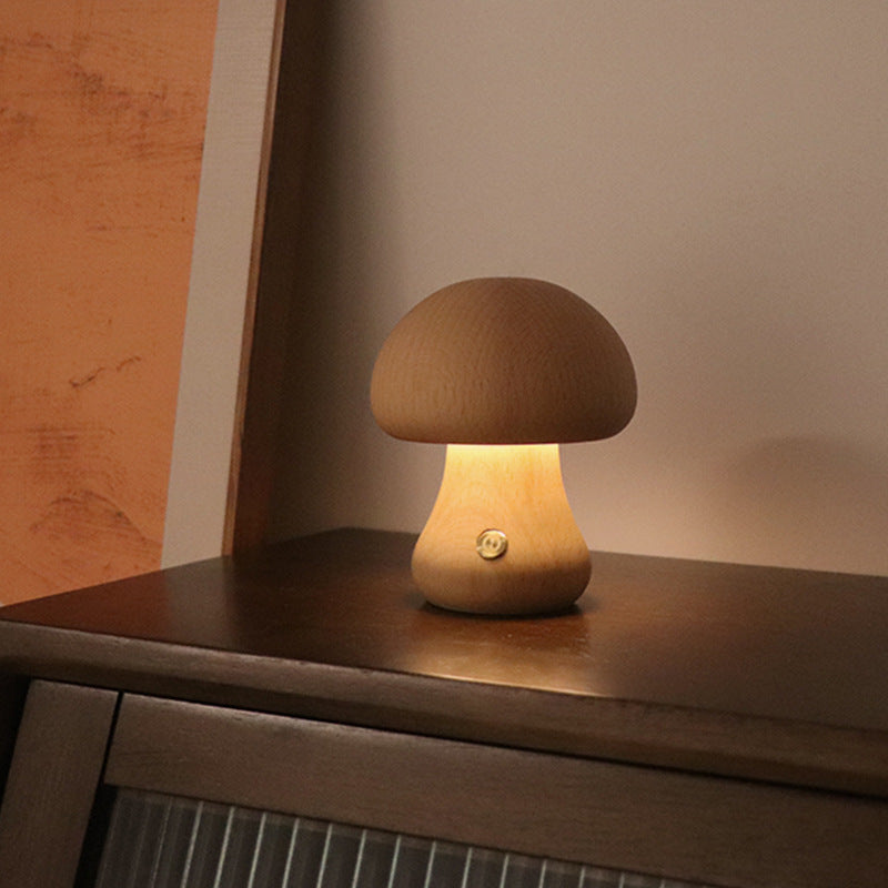 Wooden Mushroom LED Light - Touch Switch - Home Fun Home