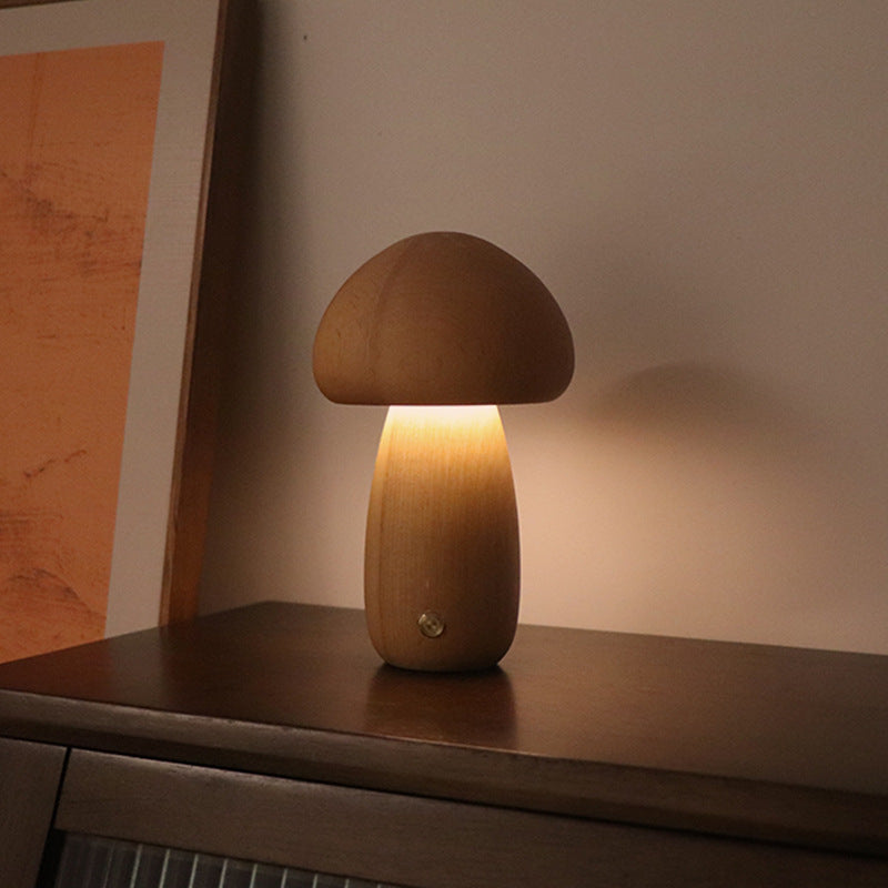 Wooden Mushroom LED Light - Touch Switch - Home Fun Home