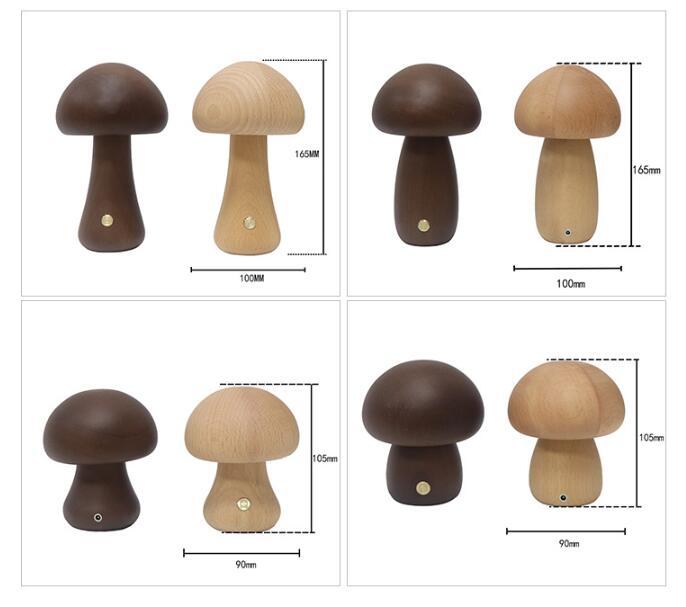 Wooden Mushroom LED Light - Touch Switch - Home Fun Home