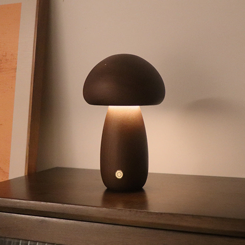 Wooden Mushroom LED Light - Touch Switch - Home Fun Home