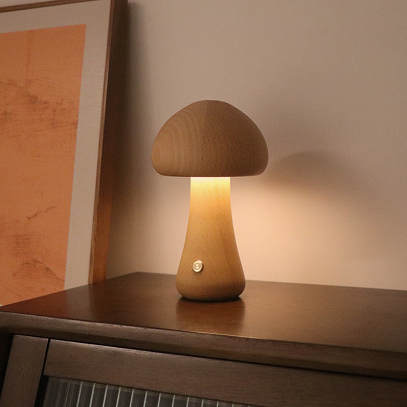 Wooden Mushroom LED Light - Touch Switch - Home Fun Home